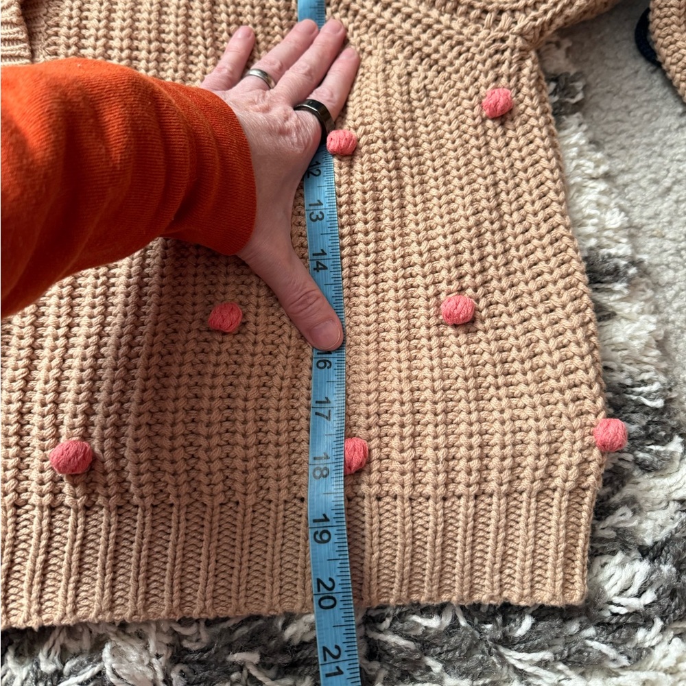 THE GREAT Bobble Sophomore Cardigan Sweater Tan/Pink NWOT 1/S - Picture 10 of 10